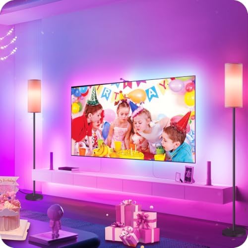 2 Pack Dimmable Pink Floor Lamps for Living Room with 2 Remotes and Foot Switch, Corner Floor Lamp, 64.4'' Standing Tall Lamp, 10W 900LM Bulb Included, 3000K-6500K, Linen Shade, FCC Listed P06LDP205W1