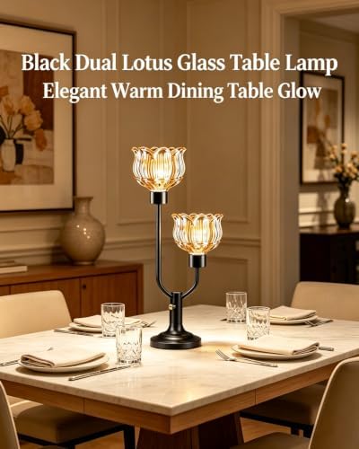 Lightdot Nightstand Lamps Set of 2 Flower Amber Glass Table Lamp Dimmable