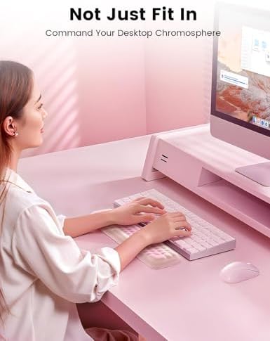 Meatanty Keyboard Wrist Rest, Ergonomic Keypad Support, Soft Memory Foam Hand Rest Pad for Typing Comfort, Computer Desk Accessory for Hand Palm Pain Relief, Laptop Office Home School Women Girl Pink