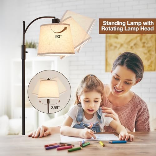 AIDENOEY Smart Floor Lamp with Side Table, Alexa & Google Assistant