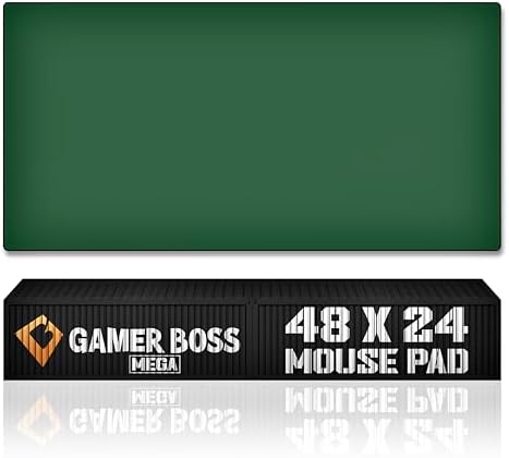 Gamer Boss - Gaming Mouse Pad - 48 x 24 Inches - 4mm Thick with Stitched Edges, Non-Slip Rubber Base, Premium Cloth Mousepad, Desk Mat for Laptop, Keyboard, Computer & PC (Mega, Dark Green)