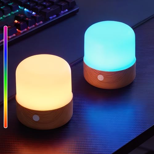 KDG Cordless RGB H3.5 Small Table Lamps Set of 2, Magnetic Base Light Bulb