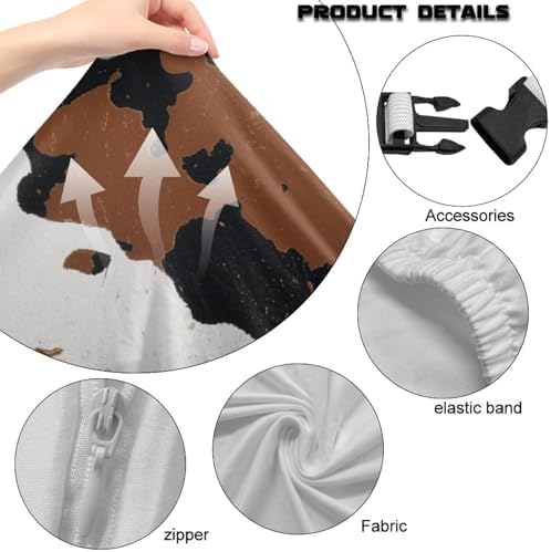 Cow Print Gaming Chair Cover with Armrest Cover 4 pcs Set Zippered Stretchable Slipcover Cat Proof Scratch Resistant Wastern Universal Rotating Desk Chair Protector
