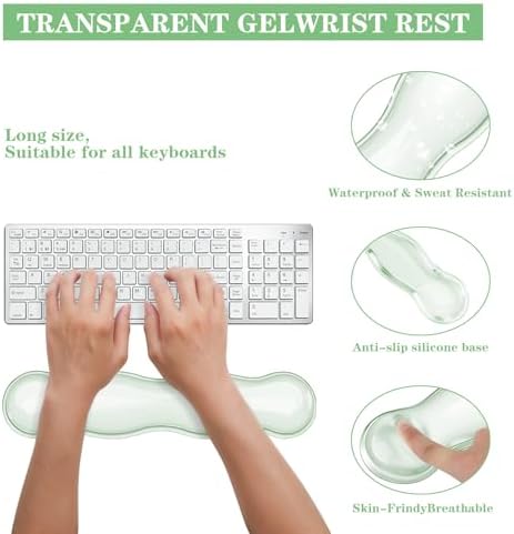 Gel Wrist Rest for Keyboard and Mouse Pad Set - Clear Green