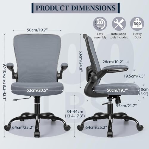 FelixKing Office Chair, Ergonomic Comfy Desk Chair with Flip-up Armrests