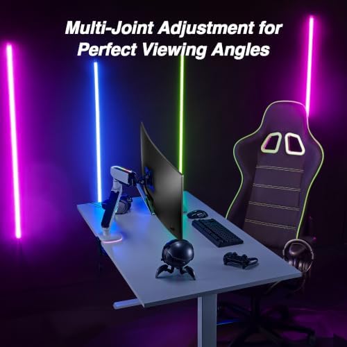 AVLT Single 27”-45” RGB Gaming Monitor Arm Desk Mount - White