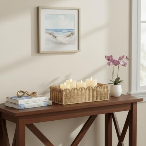 CubesLand Scalloped Toilet Paper Storage Basket W/Handle for Home Decor
