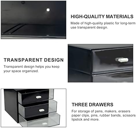 Desk Organizer with Drawer, Desk Storage Box (3 drawer, Black)