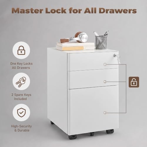 Guizeeopo Fully Assembled 3 Drawer File Cabinets for Home Office