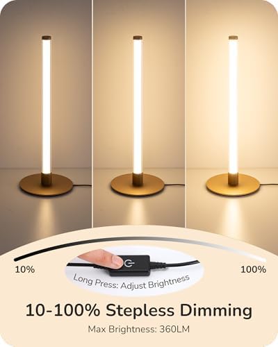 EDISHINE Modern Table Lamp, LED Slim Bedside Lamp with 360° Illumination