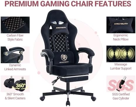 Mistpeople Gaming Chair, Ergonomic High Back Computer Chair with Footrest, Lumbar Support & Pocket Spring Cushion, Comfortable Swivel Home Office Desk Chair for Adults