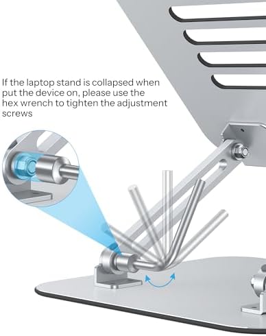 OMOTON Laptop Stand, Adjustable Metal Foldable Riser 10-17.2", Silver