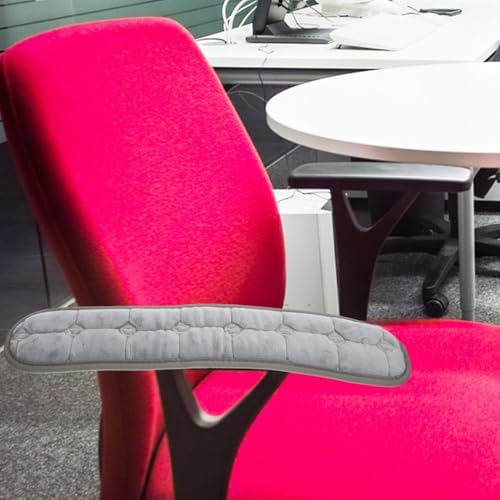 Garneck 2 Pack Office Chair Armrest Pads with Elastic Strap: Non-Slip Plush Gaming Chair Arm Covers Grey Soft Forearms Support Cushions for Desk Computer & Wheelchair