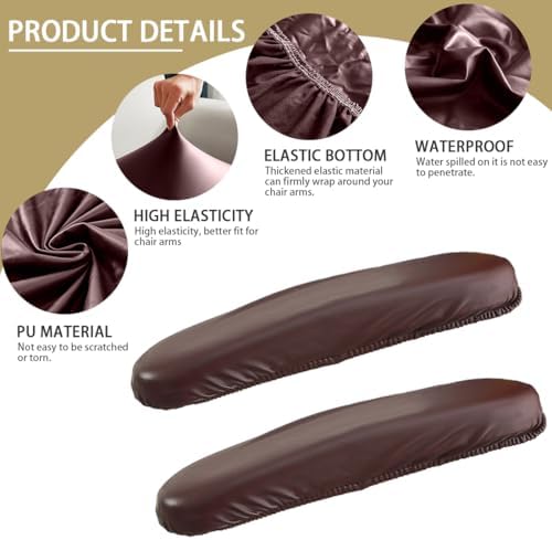 Office Chair Arm Covers Leather Office Removable Armrest Covering Stretch Water Resistant Chair Seat Hand Rest Protector for Computer Desk Chairs 1 Pair Wine Red