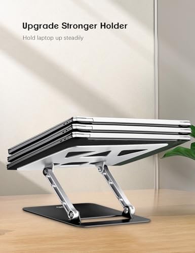 Aoviho Adjustable Laptop Stand for Desk,Portable Laptop Stand Holder and Riser,Foldable Aluminum Notebook Computer Stands for MacBook Air Pro HP Lenovo Dell Samsung, 10-15.6 inch (Silver-Gray-Black)