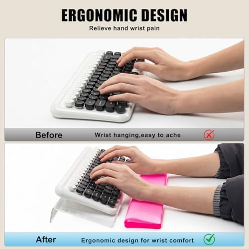 Acrylic Computer Keyboard Stand with Gel Wrist Rest Set(Pink White Set)