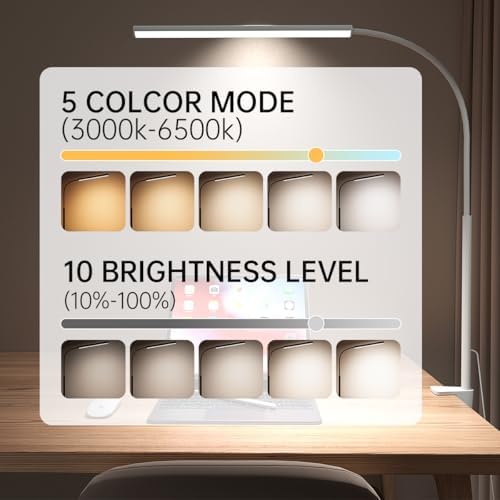 LED Desk Lamp with Clamp, 1200 Lm Eye-Caring Desk Light for Home Office,Pro