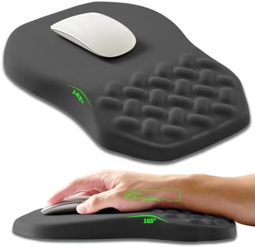 Ergonomic Slope Mouse Pad Wrist Support, Wrist Rest Mousepad for Carpal Tunnel Pain Relief with Massage Bulge and Slow Rebound Memory Foam (12x8 inch, Dark Gray)