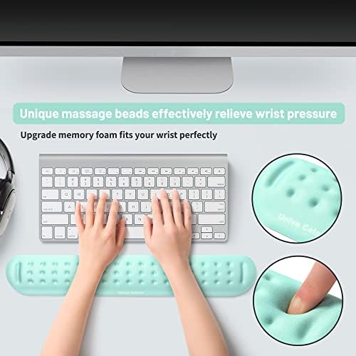 UnivoColors Turquoise Green Superfine Memory Foam Keyboard Wrist Rest Soft Gel Ergonomic Wrist Support Pad for Computer, Laptop, Office, Gaming, Typing
