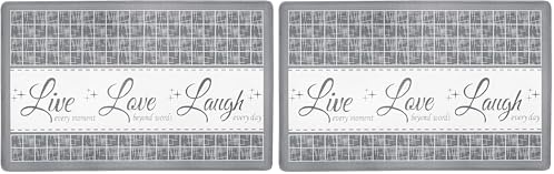 Anti-Fatigue Floor Comfort Mat - 18 x 30 Inch (Live, Love, Laugh Grey) - Waterproof Non-Slip Rug - Easy to Clean Cushioned Mat for Kitchen, Bathroom, Standing Desk & Office - Achim Home Decor