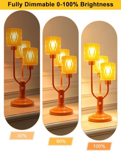 Lightdot Mid Century Modern Orange Glass Table Lamp for Bedroom Dimmable