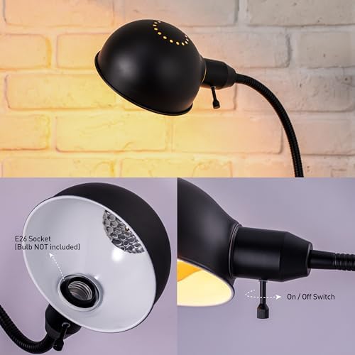O'Bright Adjustable Floor Lamp with Flexible Gooseneck and Rotatable Shade, E26 Socket, 10-Inch Base - Ideal for Reading, Bedside, Living Room, Black