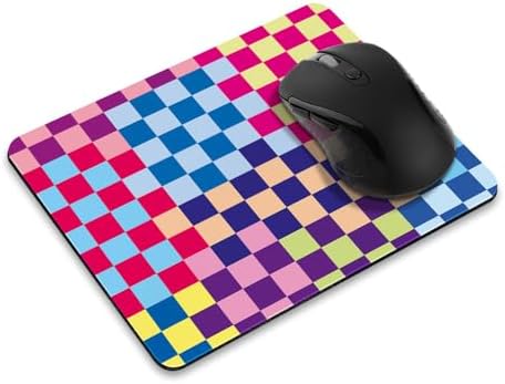Non-Slip Rectangle Mousepad, WIRESTER Colorful Checkered Pattern S2 Mouse Pad for Home, Office and Gaming Desk