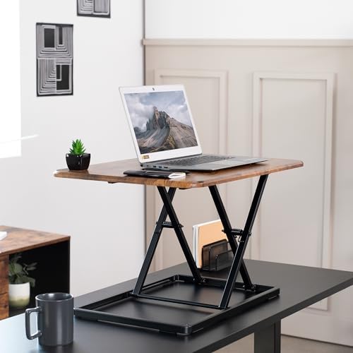 VIVO Vintage Brown 26 in Single Top Standing Desk Converter, DESK-V001JN