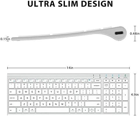 iClever BK10 Bluetooth Keyboard, Universal Bluetooth 5.1 Wireless Keyboard with Number Pad, Ergonomic Design, Multi-Device Compatibility, Stable Connection for Mac, iPad, iPhone, Android, Windows