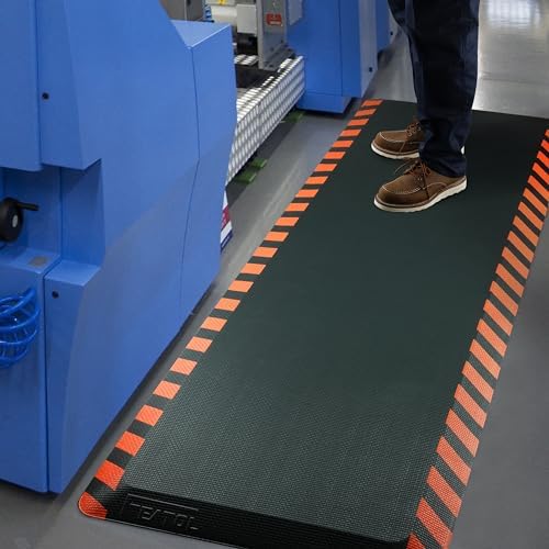 FEATOL Anti Fatigue Mat Industrial, Ergonomic Standing Floor Mat for Work for Stand -Safety Support for Leg & Back Pain(Orange Border, 20" x 39", 1PC)