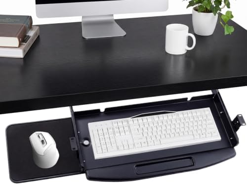 Space-Saving Ergonomic Under-Desk Keyboard Tray Drawer - Black
