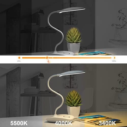 DEEPLITE LED Desk Lamp Battery Operated Lights Cordless Rechargeable Lamp, Flexible Gooseneck Portable Light for Bed Craft Nail Home Office, Eye-Caring Dimmable Small Desk Lamp Wireless Reading Lamp