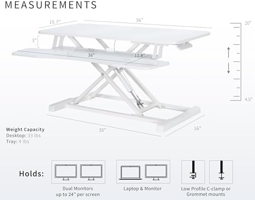 VIVO White Dry Erase 36 in Desk Converter, DESK-V036KWE
