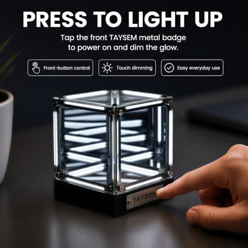 Infinity Mirror Cube Light, USB-C Rechargeable Mood Lighting, White