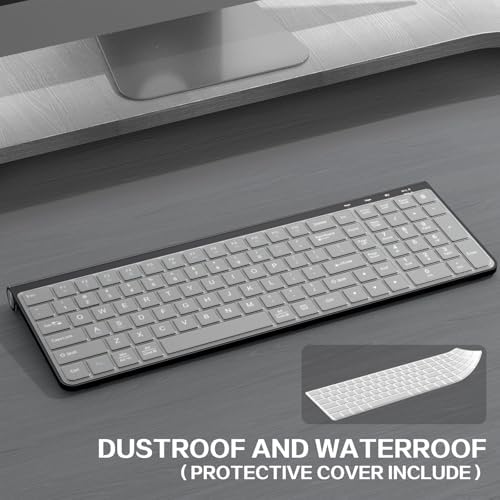 JOYACCESS Wireless Keyboard, 2.4G Ergonomic and Slim Wireless Keyboard with USB & Type C, Full Size and Portable Design for Computer/Laptop/Windows/Mac-Black