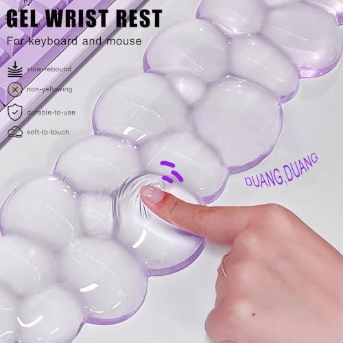 Mouse Pad with Wrist Rest, Soft Cloud Gel Keyboard Mouse Pad Set with Hand Wrist Support, Cute Non Slip Office Desk Accessories for Comfort/Pain Relief/Computer/Laptop (Purple Cloud)