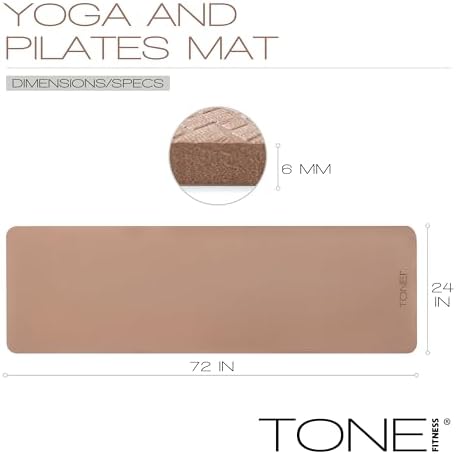 TONE Fitness 1/4" Yoga Mat, Non-Slip Exercise & Pilates Mat with Strap