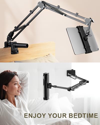 17.3" Portable Monitor Stand, Foldable Tablet Arm Mount for Desk, Kindle Holder for Reading in Bed, Adjustable Phone Stand Compatible with iPad Pro Air Mini, Samsung Galaxy Tab S9, Kindle, Cell Phone