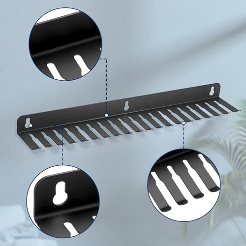 Sumnacon Wall Mountable Cable Hanger and Organizer Steel Cable Rack with 19 Cables Slots Width from 5-9mm,Sturdy Cables Holder Black Cord Rack Organizer for Office Studio Desk Bench Workshop