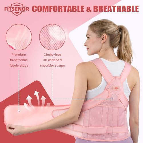Pink Back Support, Back Posture Corrector for Women (Size M)