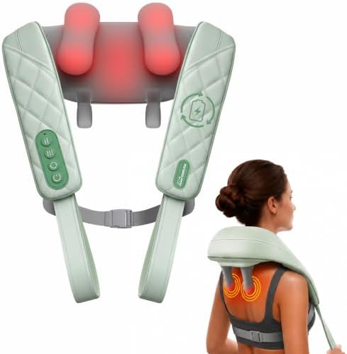 Snailax Cordless Shiatsu Neck Massager with Heat, 4D Deep Kneading, 2500mAh