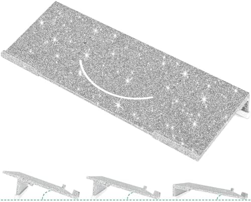 Ergonomic Computer Keyboard Stand - Adjustable Keyboard Riser Tilt Glitter Silver Acrylic Keyboard Tray Non-Slip Elevated Typing Key Board Holder Lift for Home Office Desk Accessories