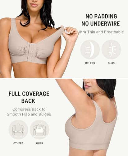 FeelinGirl Post Surgery Compression Bra for Women's Front Closure Bra