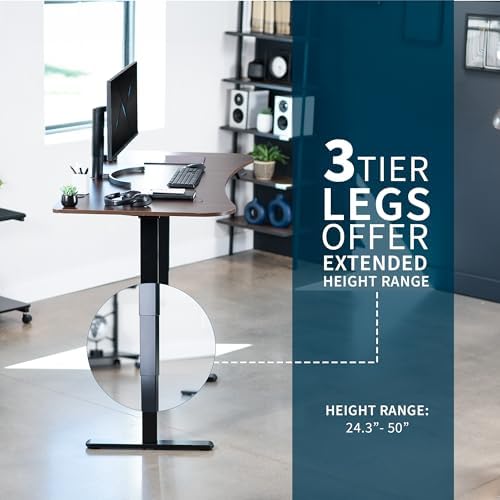 VIVO Dark Walnut 63 x 32 in Standing Desk, DESK-KIT-2B1D