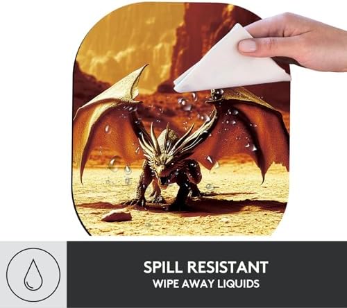 Small Mouse Pad，Mini Mouse Pad 6 x 7 Inch，for Laptop Keyboard Tray Wireless Mouse Home Office Travel，with Non-Slip Rubber Base, Waterproof Mouse Mat，Dragon