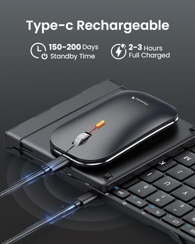 ProtoArc XKM01 Full-Size Foldable Keyboard Mouse Combo for Travel - Black