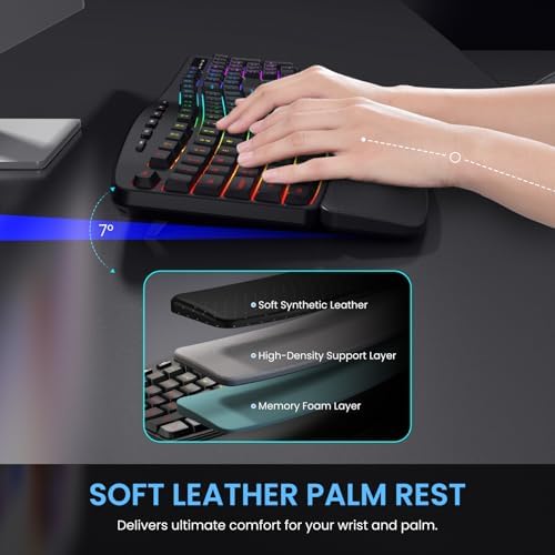 RGB Wireless Keyboard Mouse Combo with Ergonomic Wave, Silent Rechargeable