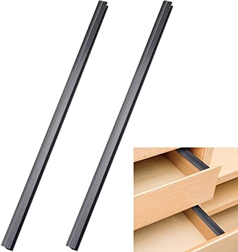 Chinco 2 Pcs PVC Drawer Hanging File Rail Black, for 1/2 Inch-wide, 16 Inch