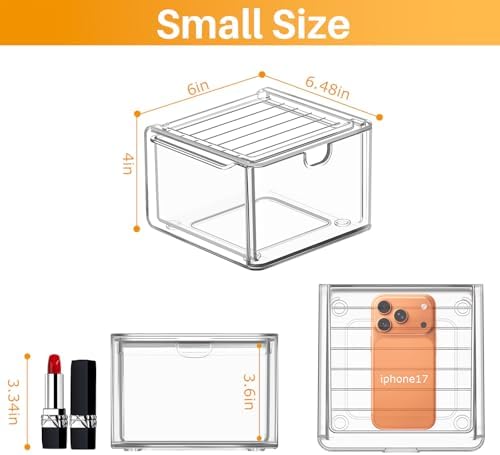 caktraie 6-Pack Stackable Acrylic Storage Drawers, Small