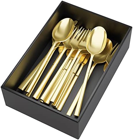 Black Bamboo Drawer Organizer - Silverware&Utensil Holder Organizer for Kitchen Drawers, Multi-Use Drawer Dividers Boxes for Bathroom Counter，Cabinet, Garage, Office Desk, Makeup, Jewelry (9"6"2.5")